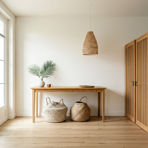 Interior de hogar luminoso y minimalista que refleja el confort térmico